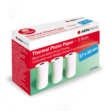 AgfaPhoto Realipix 3 Rolls Black & White Thermal Printer Paper Fits Realipix P Pocket Printer ATP3WH